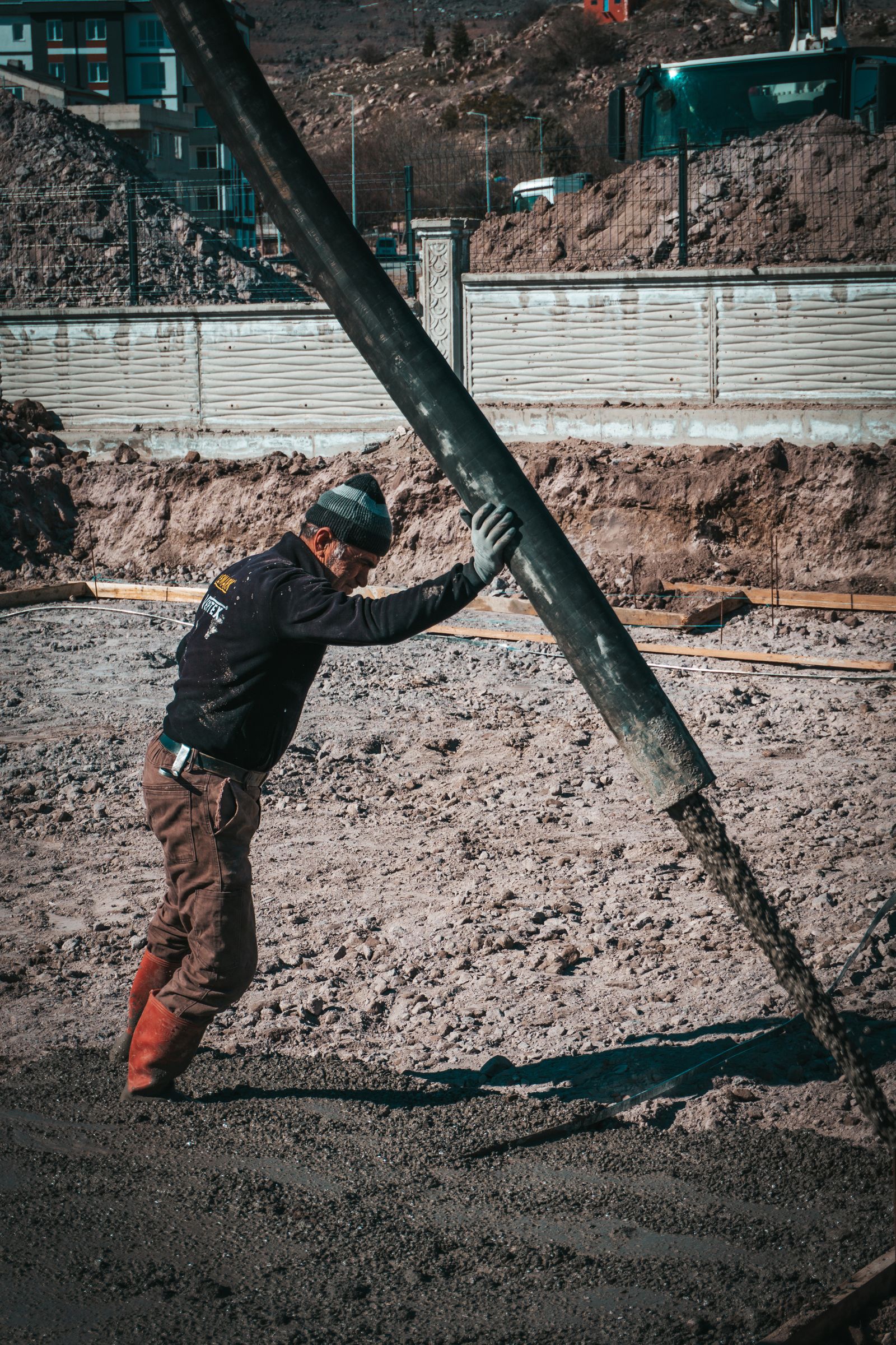 Aplicação de concreto bombeado